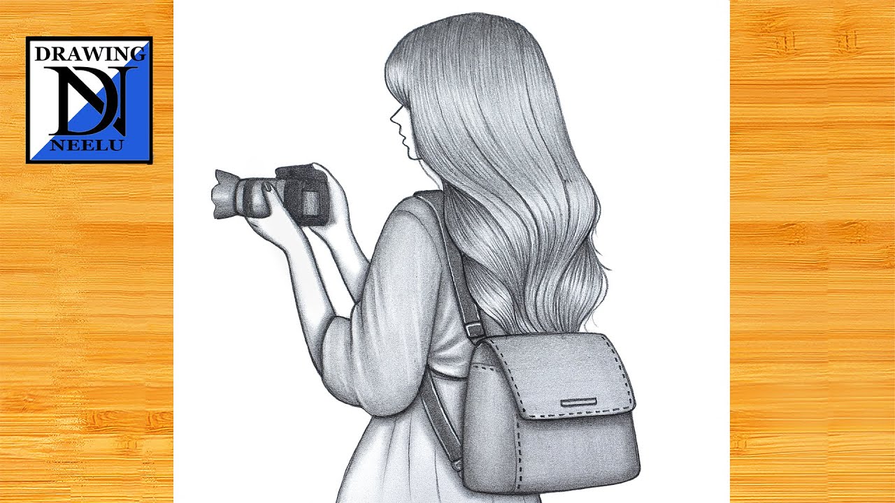 How to draw a Girl holding camera || Beginner drawing tutorial || Girl ...
