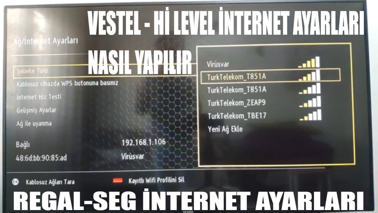 vestel smart tv internet ayarlari nasil yapilir youtube