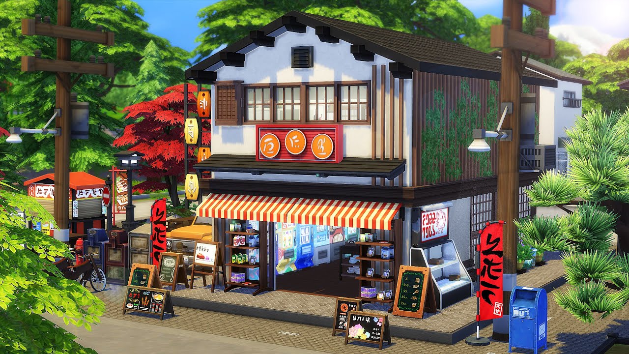 ASIA SUPERMARKET | with tiny apartment | No CC | Speed Building | Sims ...