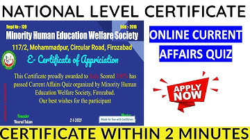 National level E-Quiz on ONLINE CURRENT AFFAIRS QUIZ