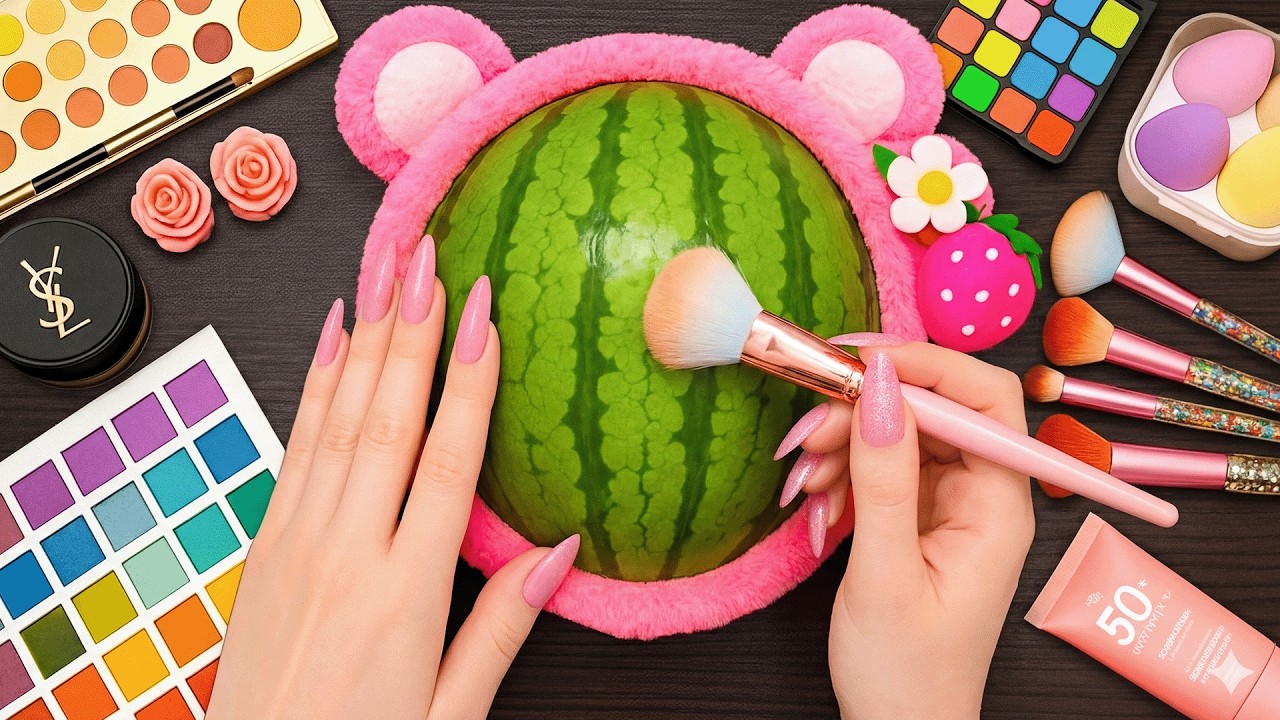 ASMR Makeup on Watermelon (No Talking)