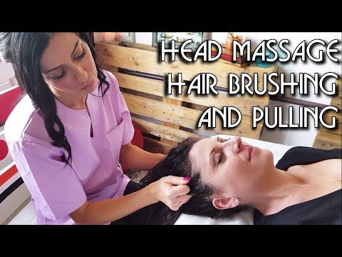 💆 Relaxing Face and Head Massage with Hair Brushing and Pulling - ASMR no talking