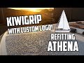 Sail Life - KiwiGrip non-skid with custom logo & fiberglass dodger - DIY sailboat repair