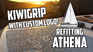 Sail Life  KiwiGrip nonskid with custom logo & fiberglass dodger  DIY sailboat repair