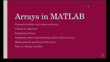 Arrays in MATLAB