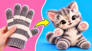 🧤🐱 Turning a Glove Into a Cute Cat Plushie! DIY Plushies