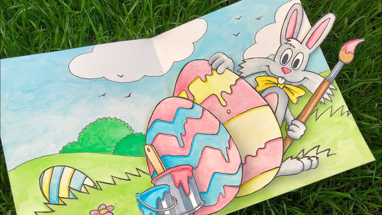Easter Bunny Pop-up card - Final version (water colored)