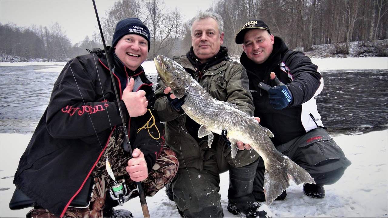 Apie žūklę 2017 02 18. Lašišų žūklė Salacos upėje. Latvija.