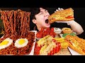 ASMR MUKBANG 햄버거 & 치즈 스틱 & 양념 치킨먹방! FIRE Noodle & FRIED CHICKEN & CHEESE STICK EATING SOUND!