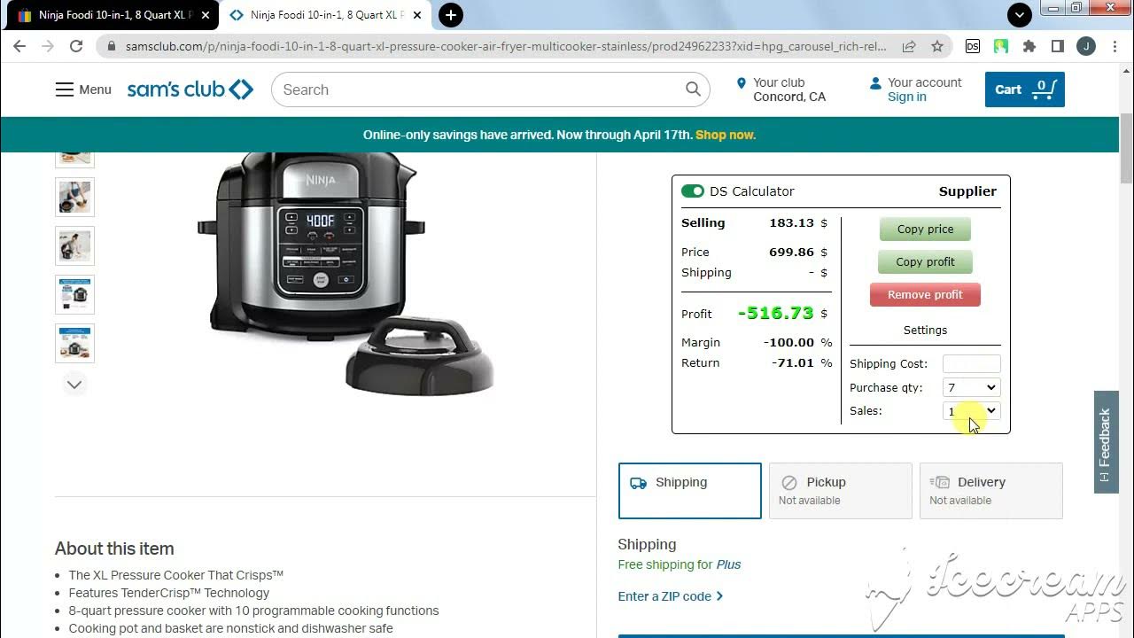 Ebay dropshipping from Extension for chrome DS Calculator