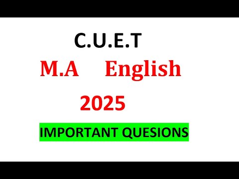 Most Important Questions|| CUET 2025 || PG ENGLISH - YouTube