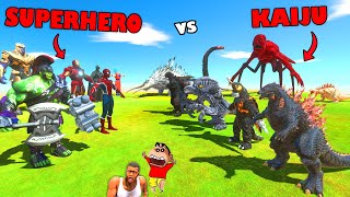 SUPERHEROES vs KAIJU in Animal Revolt Battle Simulator with SHINCHAN CHOP | HULK IRON MAN THANOS