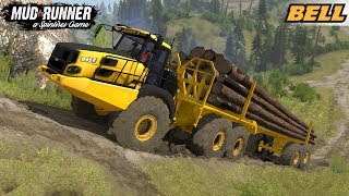 Spintires: MudRunner - BELL B45E LOGGING TRUCK Difficult Road over the Hills screenshot 4