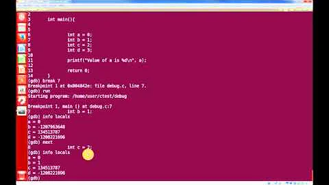 GDB Debugging - GDB Quickstart : Breakpoints and Printing values