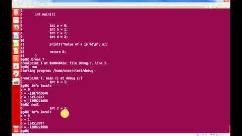 GDB Debugging - GDB Quickstart : Breakpoints and Printing values