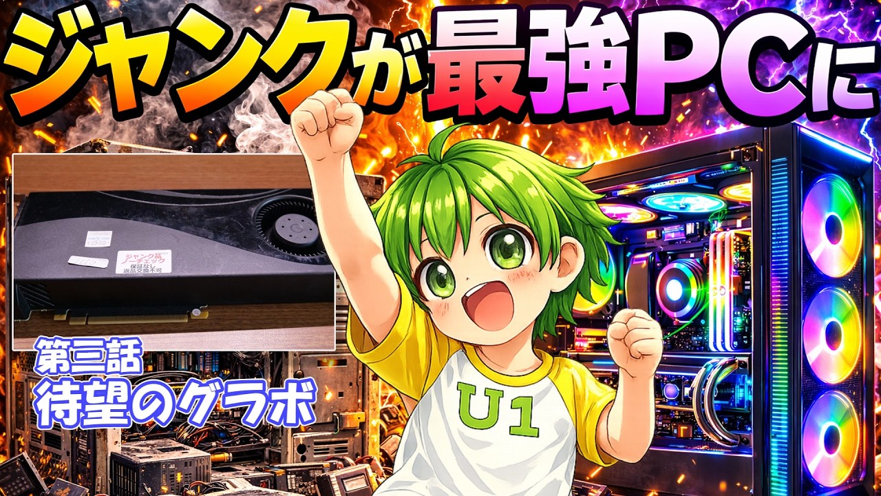ジャンクが最強PCに【待望のグラボ】＃3 - YouTube