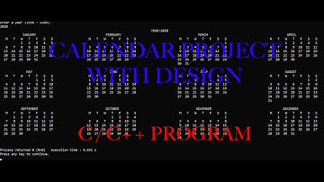 Calendar Program in C : C++| How to print calender in C:C++ | C:C++ project