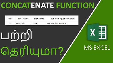 Excel Concatenate Function in Tamil