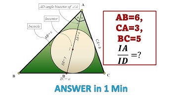 Geometry for CAT XAT EXAM | 1 Min 1 Concept |  Angle Bisector, Incenter Ratio | MATHs BY AMIYA