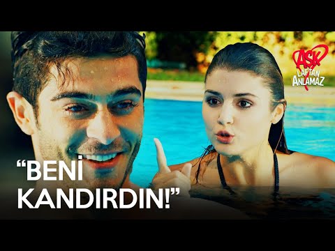 Murat, Hayat'ın elinden tutup havuza atladı! | Aşk Laftan Anlamaz