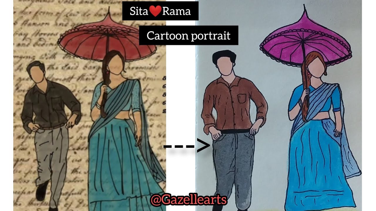 Sita Ramam cartoon portrait artgazellearts1509 gazellearts YouTube