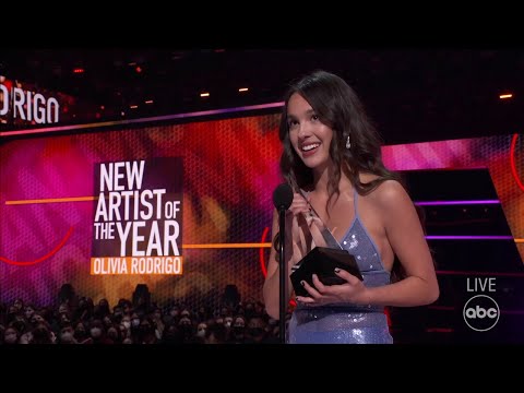 Olivia Rodrigo Accepts The 2021 American Music Award For New Artist Of The Year - The American Music