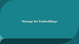 Details Vector embeddings, storage, and  search - SMU ML2 Final Presentation Guide