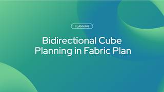 Bidirectional Cube Planning in Fabric Plan
