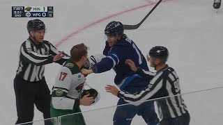 Adam Lowry Drops Gloves With Marcus Foligno