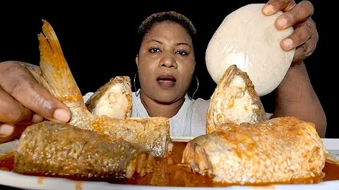 African food mukbang/ fish pepper soup with fufu ASMR mukbang