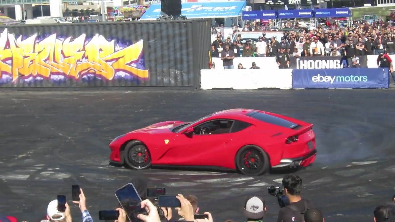 Ferrari @ Hoonigan burnyard SEMA show 2022 11/04 - YouTube