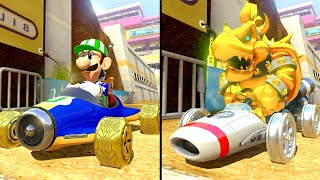 Mario Kart 8 Duluxe   Bowser Gold Vs Luigi Golf (Leaf Cup & Lightning Cup) [2 Players]