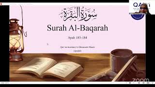 Episode: 58 | Surah Al- Baqarah verses: 183 - 184