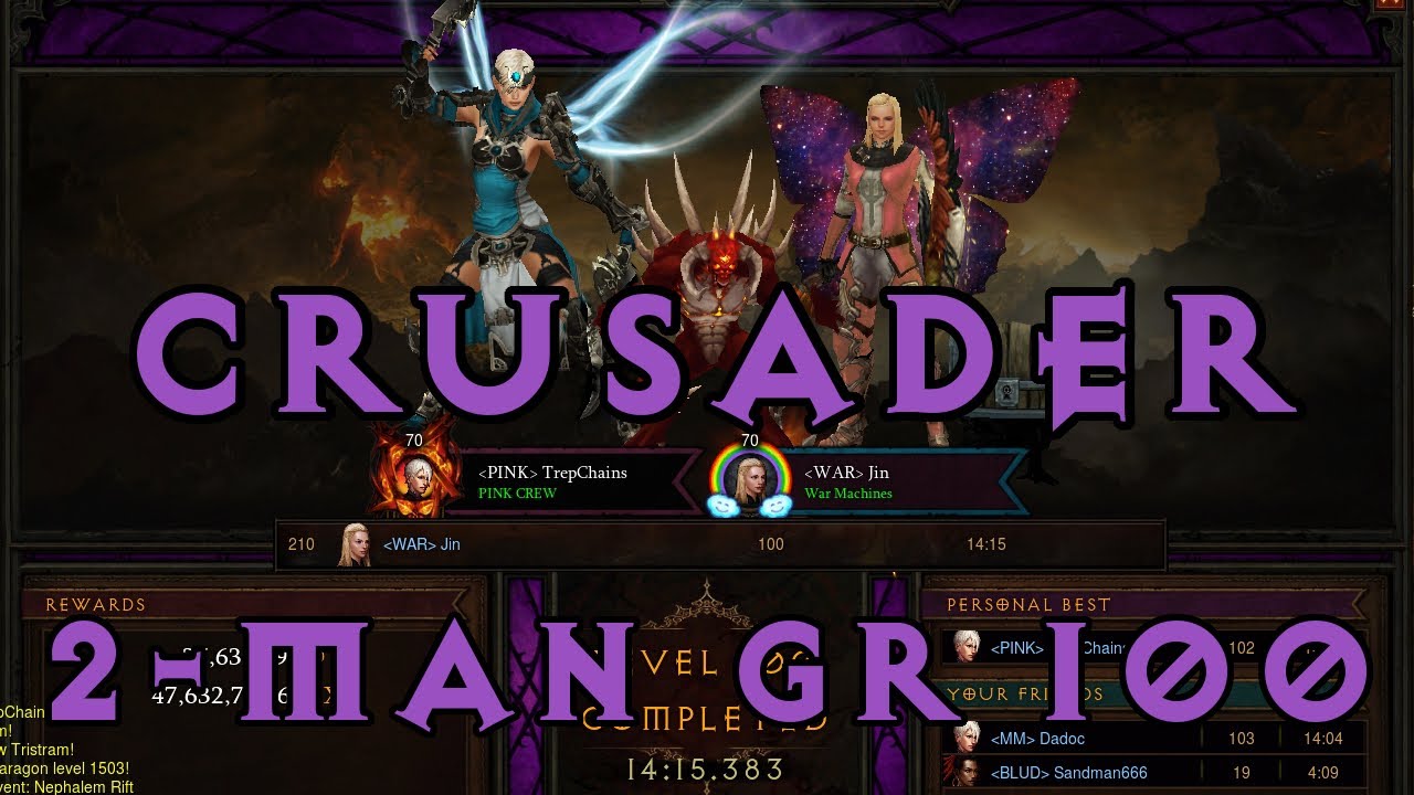Diablo III Season 10 - Crusader 2man Greater Rift 100