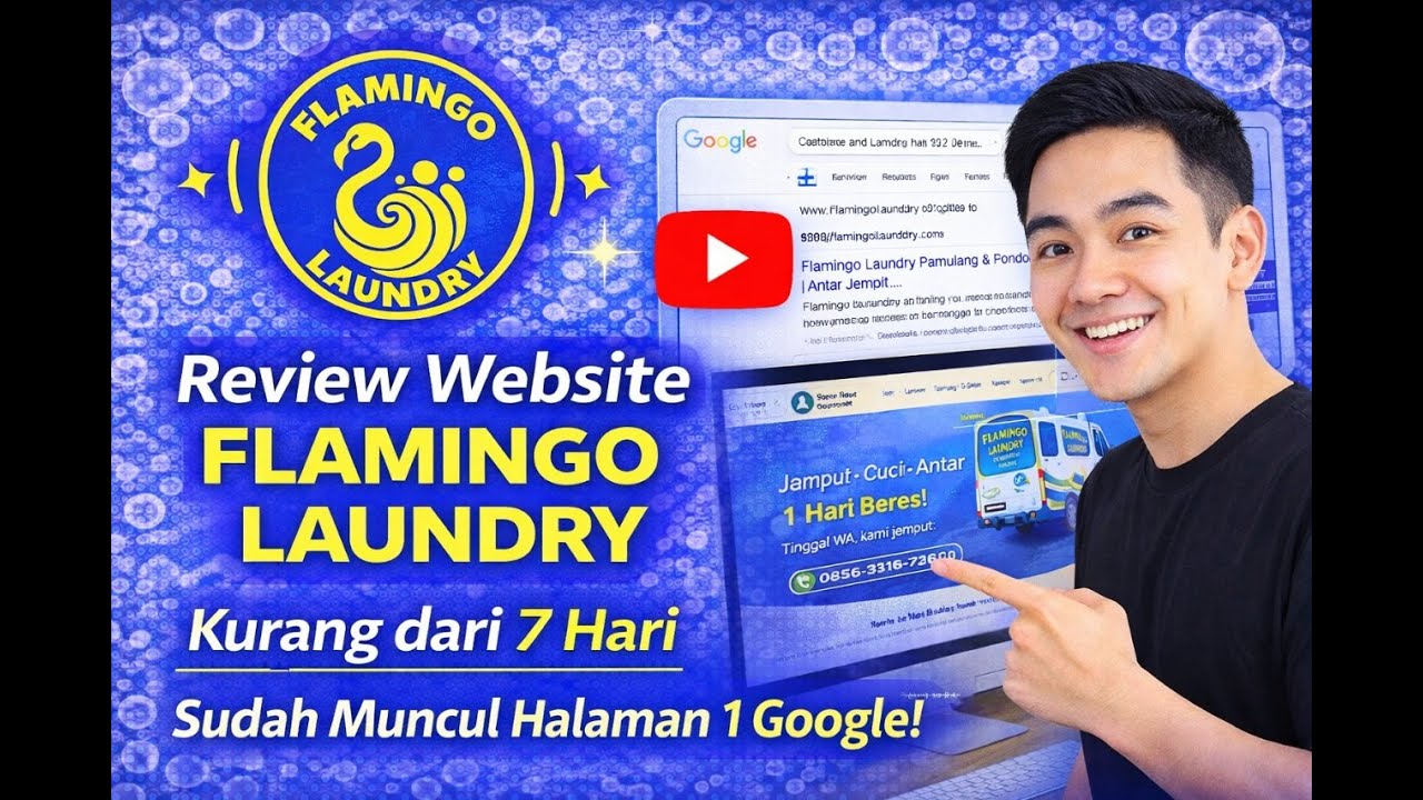 Review Website Flamingo Laundry Kurang dari 7 Hari, Sudah Muncul Halaman 1 Google! Alhamdulillah