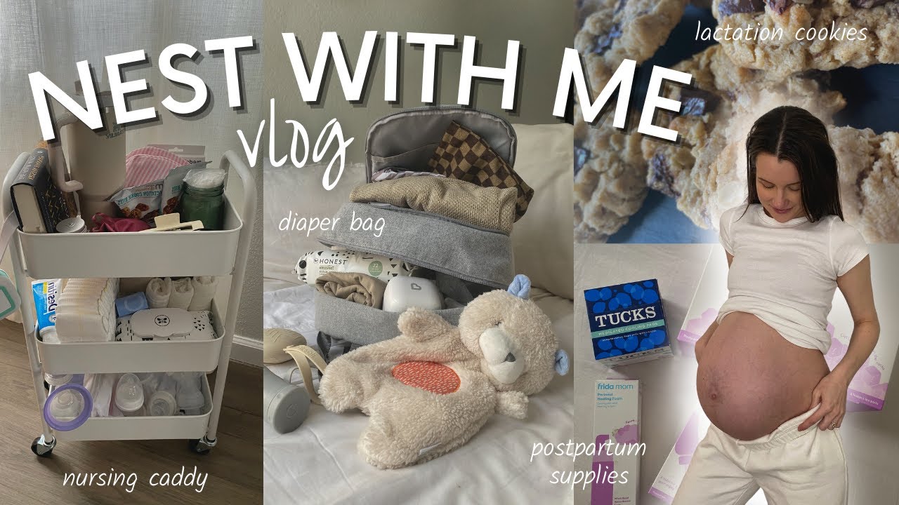 NESTING FOR BABY (pt. 2) VLOG  nursing caddy, postpartum prep, diaper bag,  & lactation cookies 