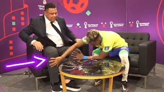 Rodrygo rubbing Ronaldos (R9) legs onto his, hoping to transfer magical powers.