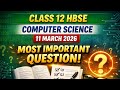 Class 12 HBSE Computer Science Most important question|  Class 12 Computer science 2026 Paper