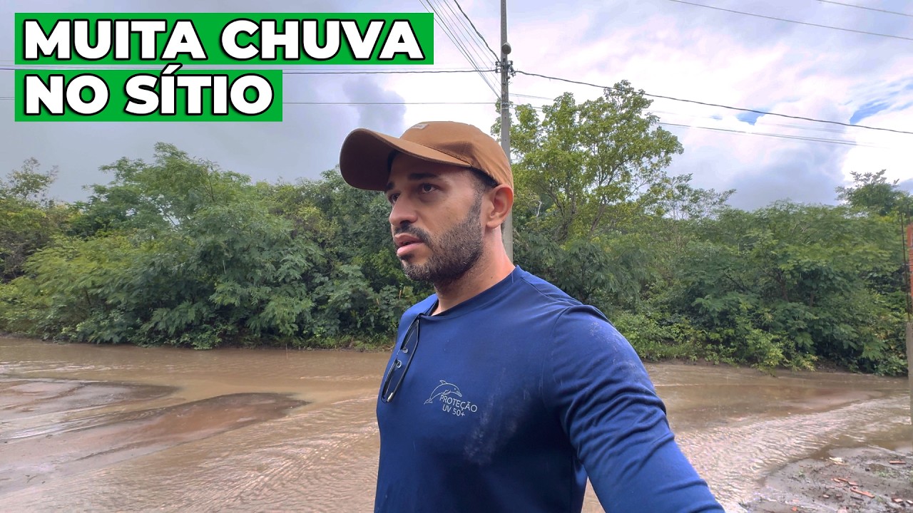 MUITA CHUVA NO SÍTIO É COLOCANDO OS PRIMEIROS PILARES DO ALPENDRE