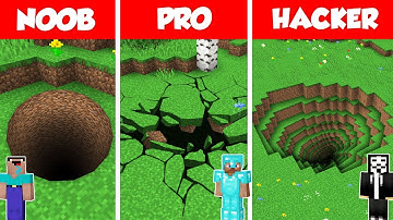 TUNNEL PIT HOLE BASE HOUSE HOUSE BUILD CHALLENGE - NOOB vs PRO vs HACKER Minecraft Battle Animation