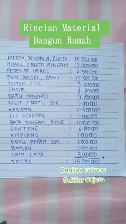 RINCIAN BIAYA BANGUN RUMAH II TUTU