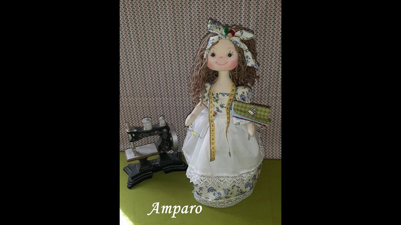 Muñeca alfiletero Tere  Faldita, delantal y mangas Patrones Gratis #alfiletero #muñecas