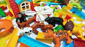 Satisfying Building Blocks Marble Run ASMR 190 House Farm animals and wild animals live 18