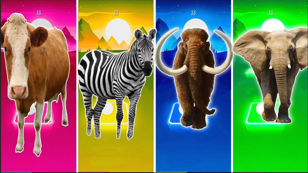Funny Cow🐄 🆚Funny Zebra🐎 🆚Funny Elephant🐘 🆚 Funny Mammoth🐐Tiles Hop EDM Rush