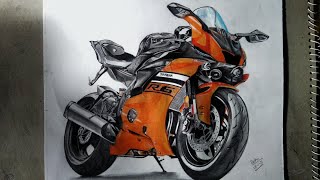 yamaha r6 drawing Draw the most detail drawing of yamaha r6 with beautiful colour ??