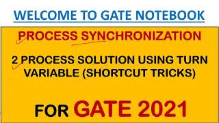 Process Synchronization : 2 Process Solution Using TURN Variable - GATE /UGC NET/ISRO/CIL/NIC/BARC Net Worth