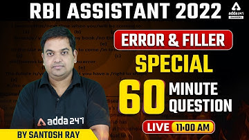 RBI Assistant 2022 | Error and Filler Special 60 Minute Question | By Santosh Ray