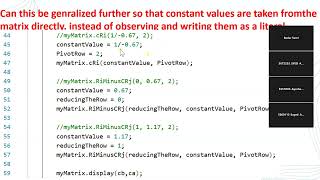 Programming Logic: developing final solution From functions for Elementary Row Operations