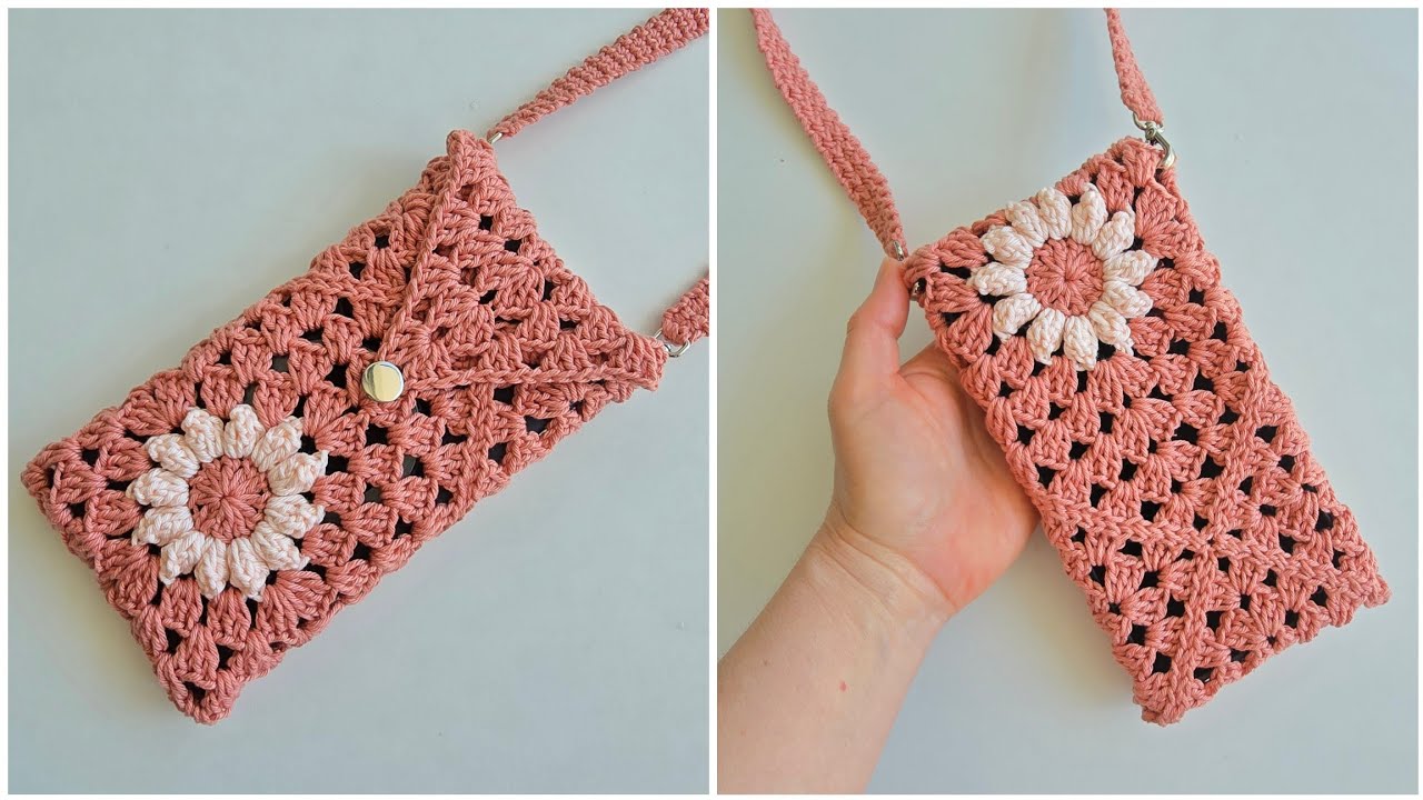 BOLSINHA DE CROCHÊ PARA CELULAR