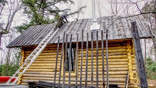 Charred Plank Roof | How to Build a Cheap Off Grid Log Cabin, Ep4